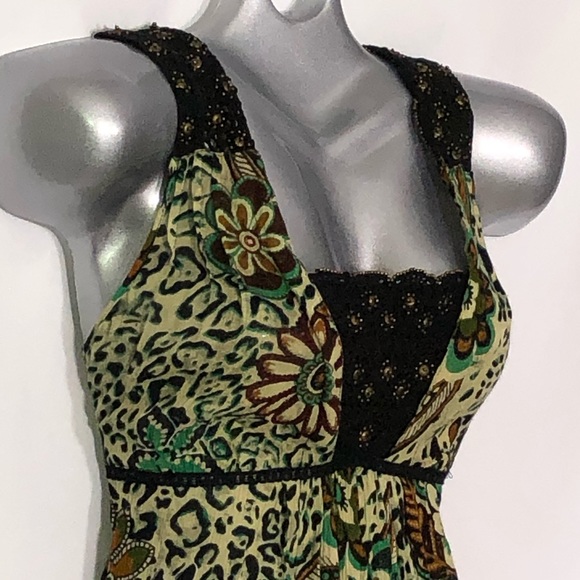 FORBIDDEN tropical beaded animal resort wear dress - Picture 7 of 8